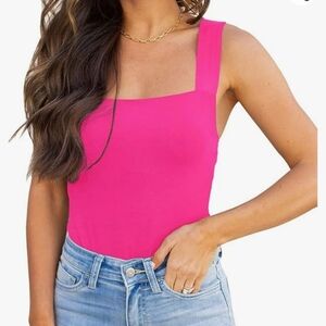 REORIA Womens Sexy Square Neck Sleeveless‎ Tank Tops Bodysuits Clubwear SZ L